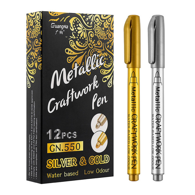 DIY Metallic Waterproof Permanent Paint Marker Pens Gold And Silver For  Drawing Students Supplies Marker Craftwork Pen - AliExpress